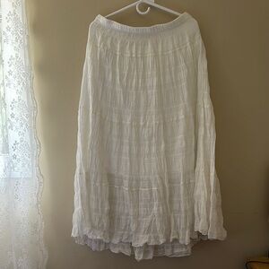 Max Studio White Pleated Tiered Maxi Skirt